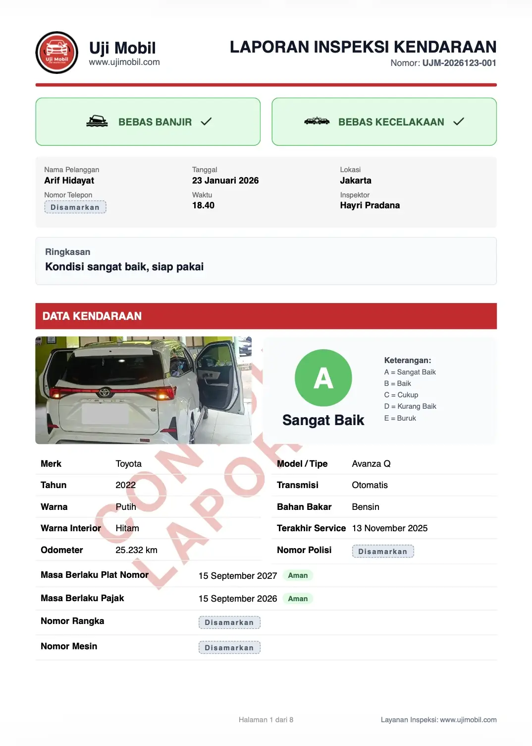 Preview contoh laporan inspeksi