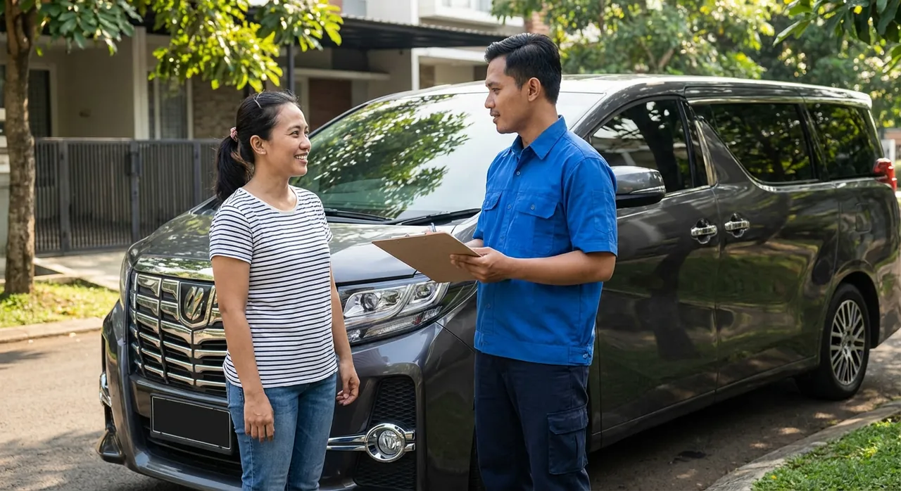Klien Uji Mobil dengan teknisi dan MPV premium